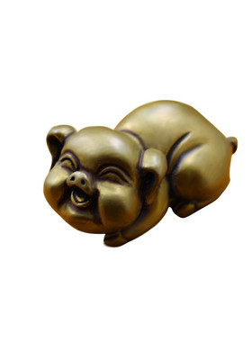 实心200g生肖小摆件金猪摆件家居黄铜福猪手把件小猪茶宠