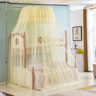 26x8上下床蚊帐家用免安装圆顶加密通用不锈钢天地杆白色升降收缩