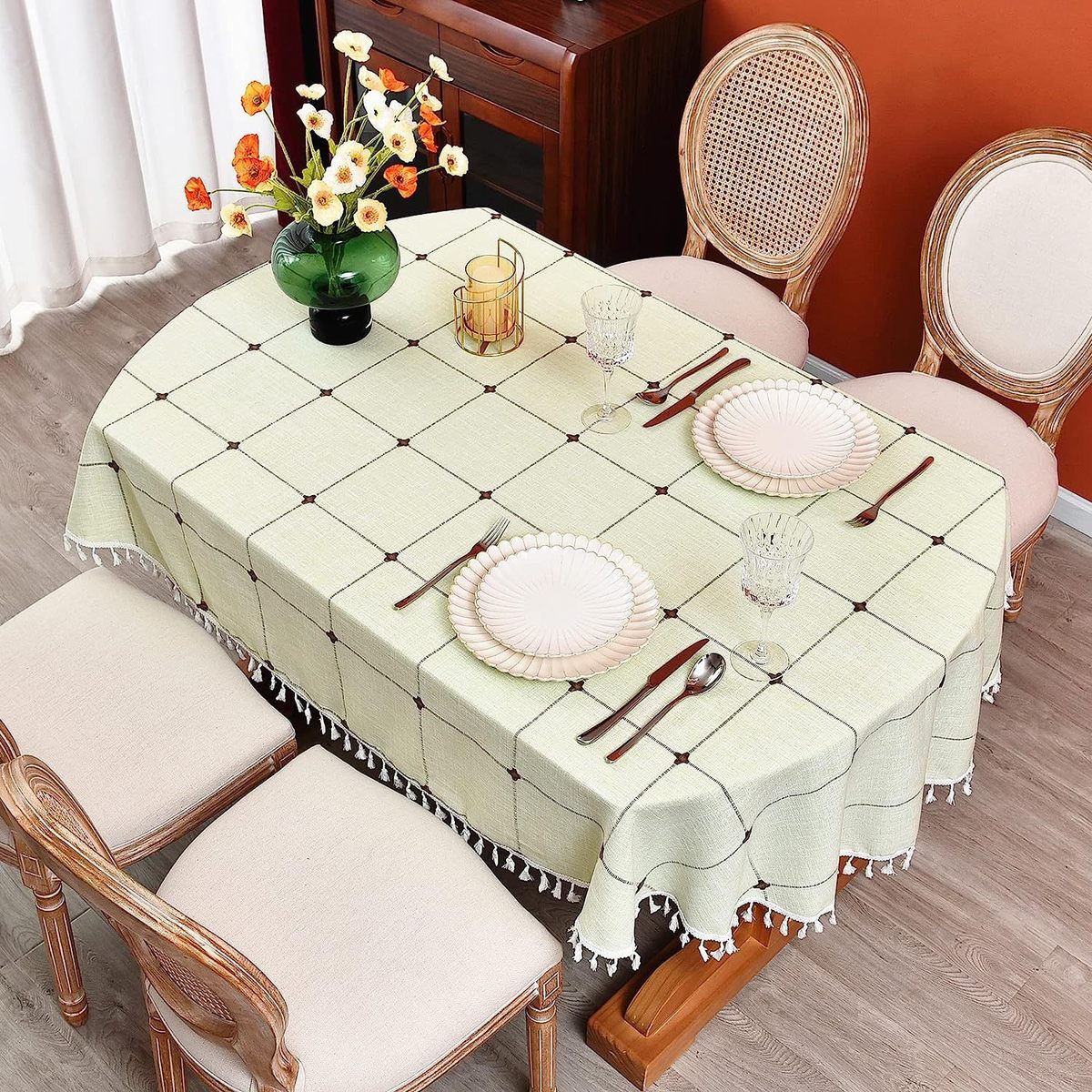 热卖台布红色圣诞节日喜庆餐桌布艺提花方格子工厂直供