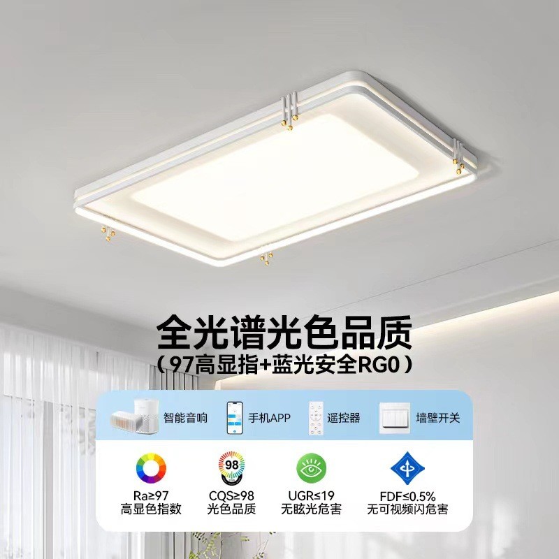 客厅主灯现代简约大气中山灯具组合全屋套餐超亮长方形客厅吸顶灯