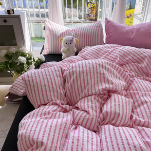 58nins风春夏水洗棉宿舍150x200x230cm泡泡纱被单被罩被套单件三