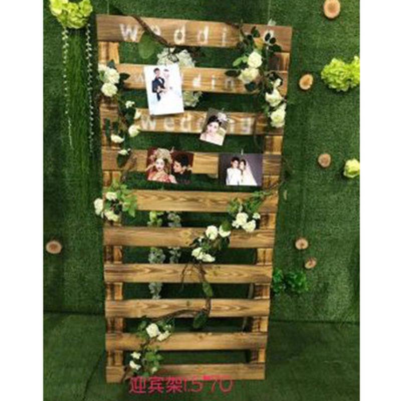 新款森系婚庆木质收纳几何花盒路引摆件木框木箱户外婚礼道具摆件