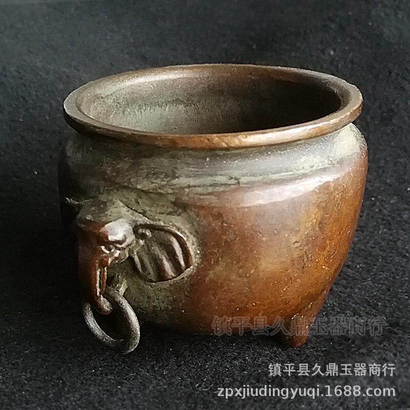 古玩杂项批发仿古铜器大象铜香炉家居香薰炉子中号办公铜器摆件