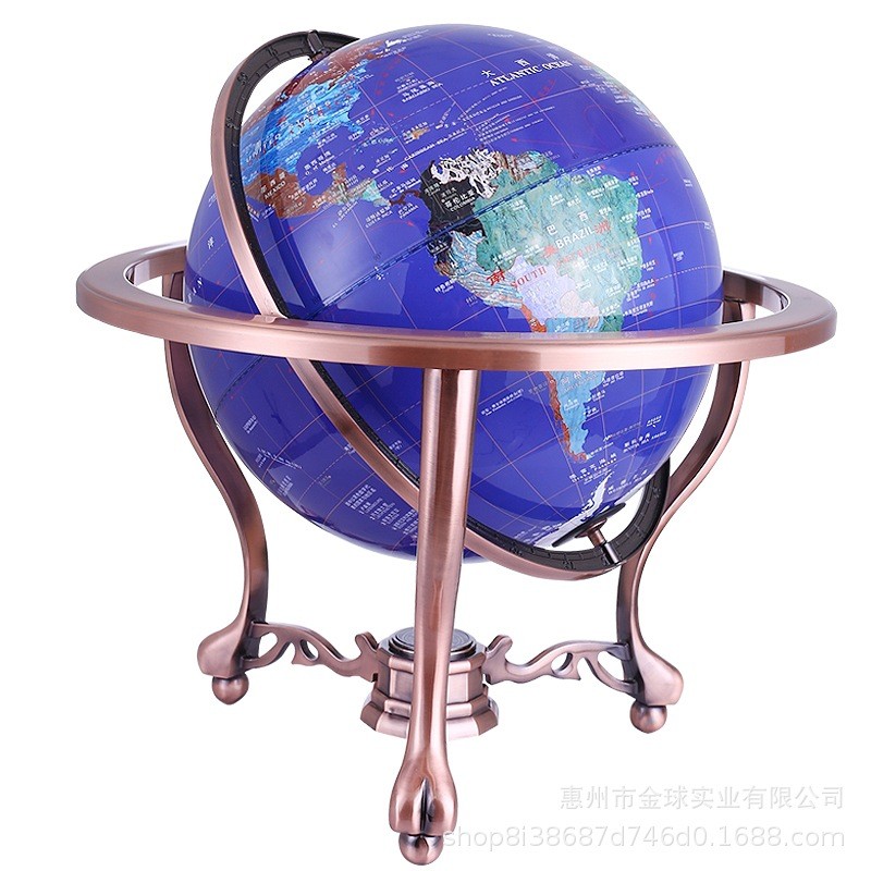 金球欧美式仿宝蓝球地球仪学生用礼品旋转32cm办公室万向创意摆件