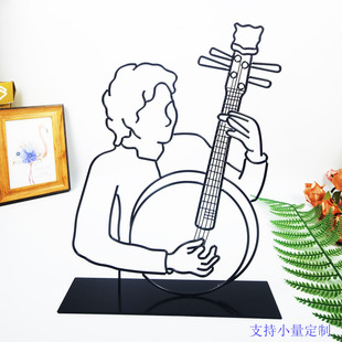 厂家直供铁艺吉他人柜工艺品橱窗样板桌面摆件装饰品墙上装饰挂件
