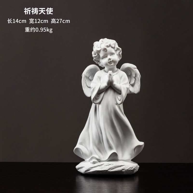 复古风祈祷天使摆件家居装饰工艺品树脂客厅书柜摆设物品雕像摆件