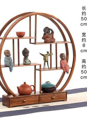 摆件拉斯木博古架实木马中式木质工艺品架家居展示架创意置物架