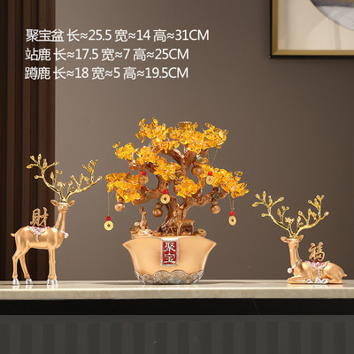新中式五路财神节节店铺收银台招财猫摆件高升聚宝盆乔迁开业礼品