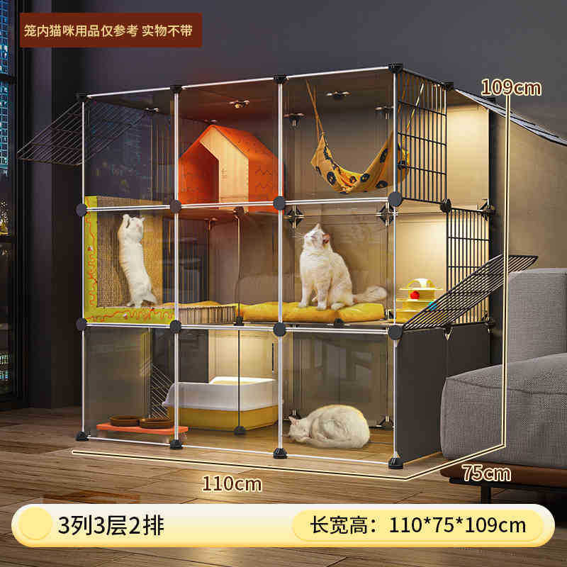 麓f猫咪家用室内猫笼子超大自由空间别墅猫砂盆爬架猫窝厕所一体