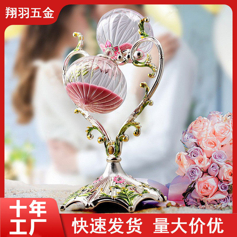 客厅桌面创意大号高级感流沙摆件 时间精致摆件金属沙漏计时器