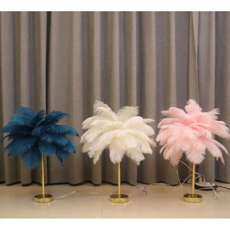 网红羽毛灯落地灯婚庆粉色灯具驼鸟毛北欧INS少女卧室客厅台灯,家装灯饰光源,氛围灯,淘宝优惠券,粉丝福利购,淘宝优惠卷