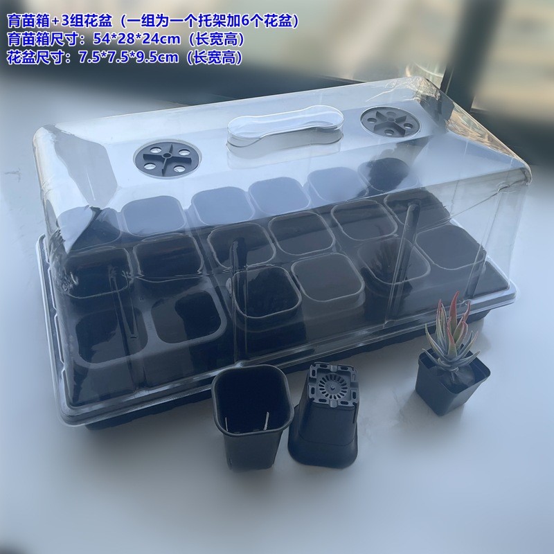 加高育苗盒三件套闷出芽带盖子多肉扦插养保温播种盘保湿育苗盘箱