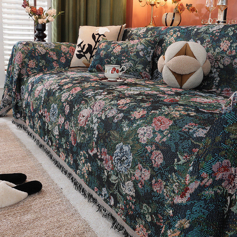 油画风沙发巾四季通用盖布全包万能防尘套罩2025新款沙发一整张毯,居家布艺,沙发垫,淘宝优惠券,粉丝福利购,淘宝优惠卷