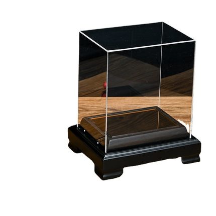 订制亚克力盒子深沉木底座饰品盒加工亚克力展示盒模型玩具防尘罩