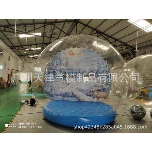 圣诞节充气雪花球透明泡泡屋充气雪人商场美陈婚礼道具装饰水晶球