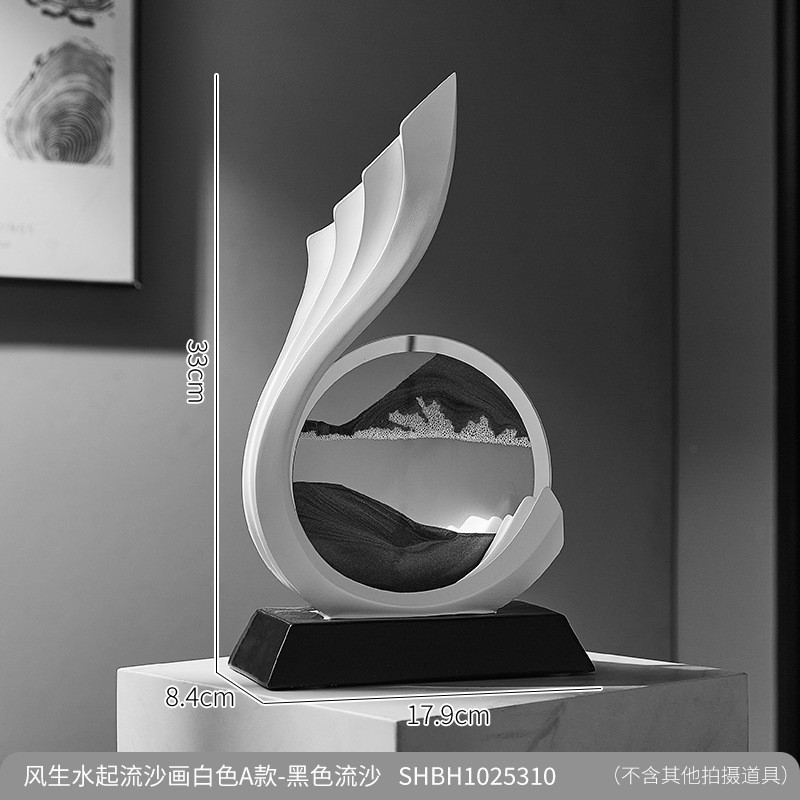 现代简约树脂艺术风生水起流沙画桌面摆件客厅电视柜办公室装饰品图片