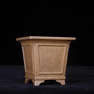 唯珍兰花盆手工柴烧四方开窗桌面小盆景盆栽松柏多肉树桩紫砂花盆