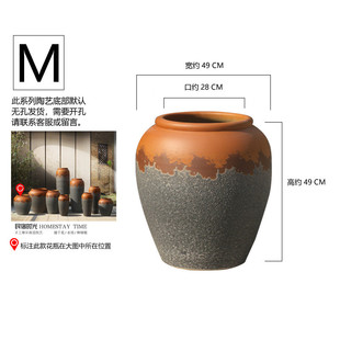 客厅简约现代景德镇土陶罐摆件复古插花粗陶盆陶瓷干花落地大花瓶
