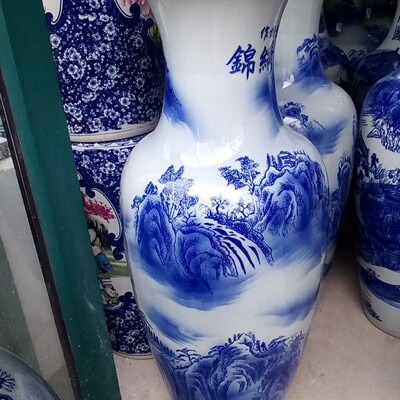 供应青花陶瓷万件大花瓶陶瓷花瓶万件落地大花瓶摆饰摆件陶瓷