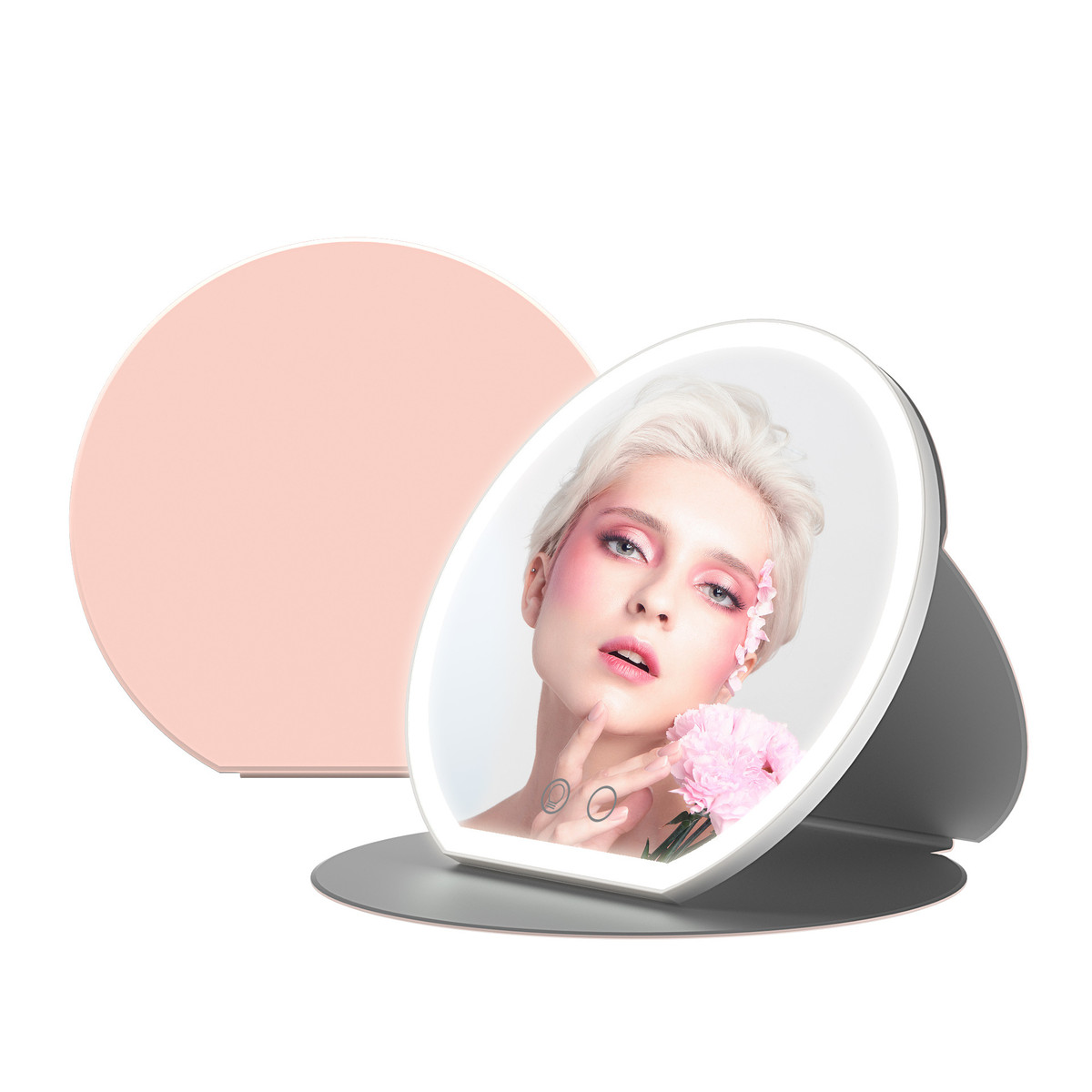 2022新款led化妆镜ipad折叠镜 桌面补光镜工厂色灯美妆镜三 跨款