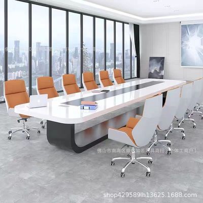 烤漆会议桌长桌简约现代家具白色中大型洽谈桌会议室办公桌椅组合