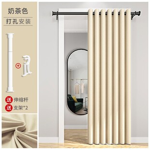冬季保暖防风门帘空调隔断帘卧室遮挡房间厨房厕所布帘家用免打孔