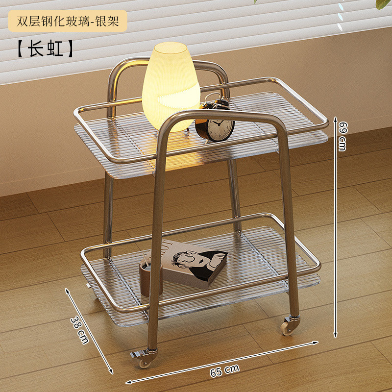 可移动客厅沙发边几小推车茶几金属置物架床头边柜收纳桌阳台角几