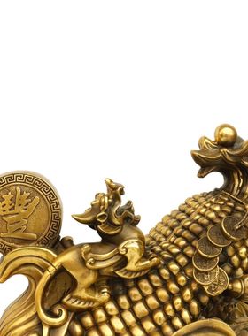 纯招财貔貅大丰收玉米铜貔貅金钱玉米摆件家居黄铜