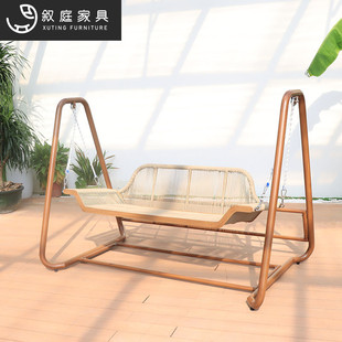 户外秋千庭院吊椅室外全铝家用阳台藤椅休闲双人摇篮吊床吊篮摇椅