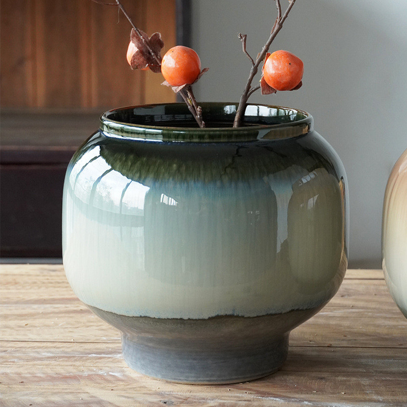 景德镇陶瓷花瓶摆件花器插花新中式玄关装饰水培客厅复古陶罐花盆