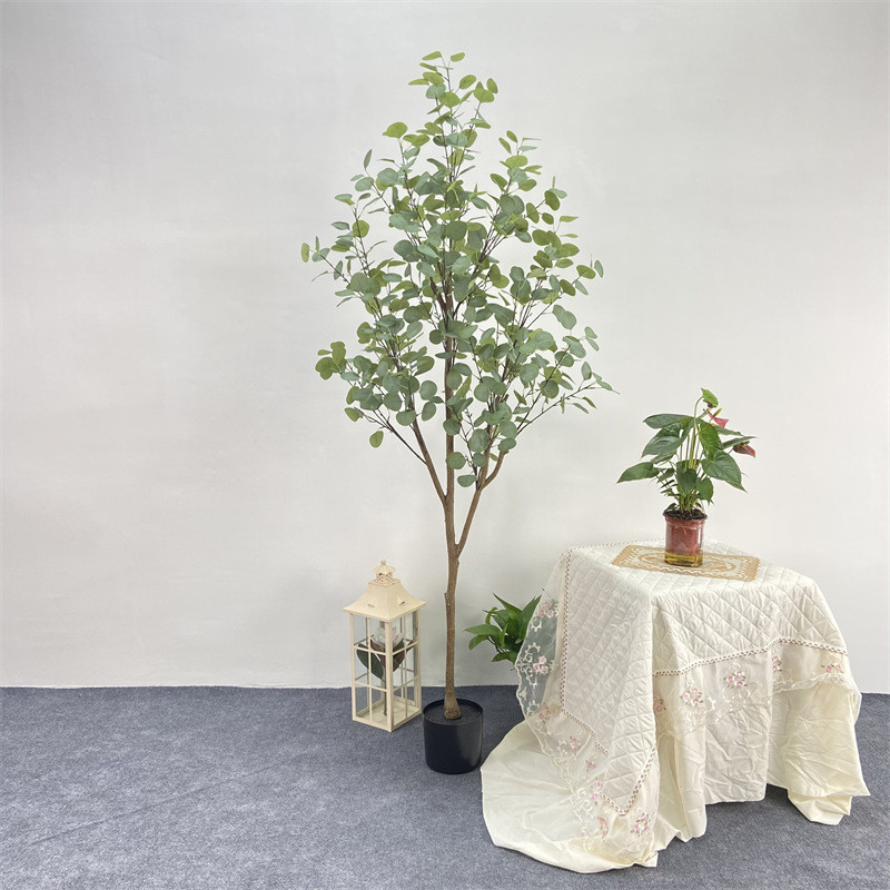 北欧风仿真大片绿植尤加利叶绿植仿真装饰办公室卧式仿真园艺绿植