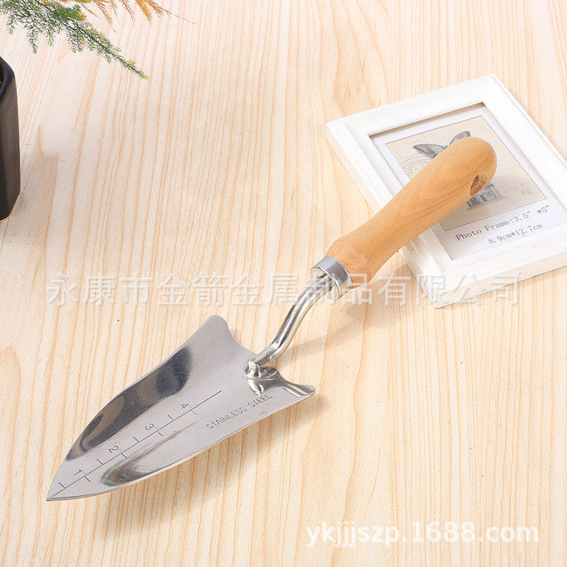 儿童用园林木柄不锈钢工具套装花园用具园艺铲土除草铲子厂家批发