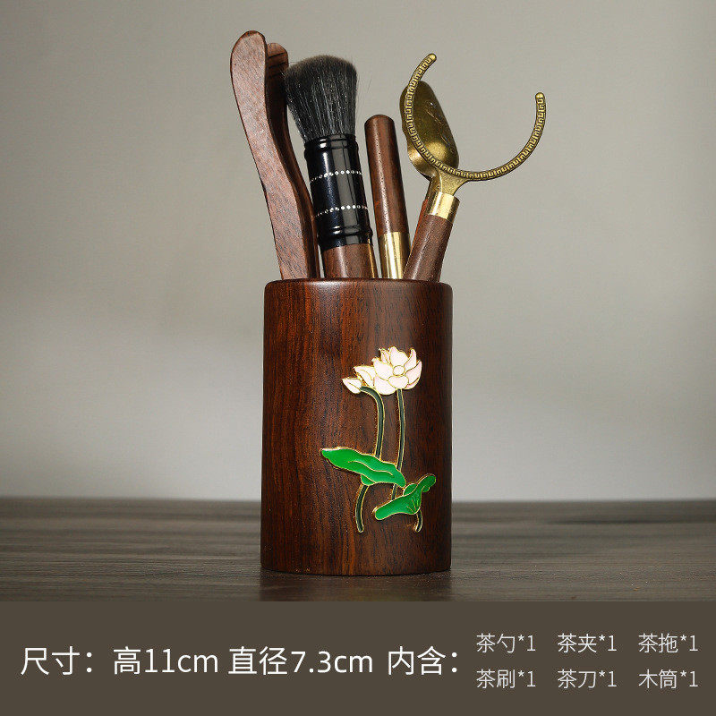 批发新款茶道六君子茶具配件筒茶艺泡茶工具茶套装茶夹茶针茶刷