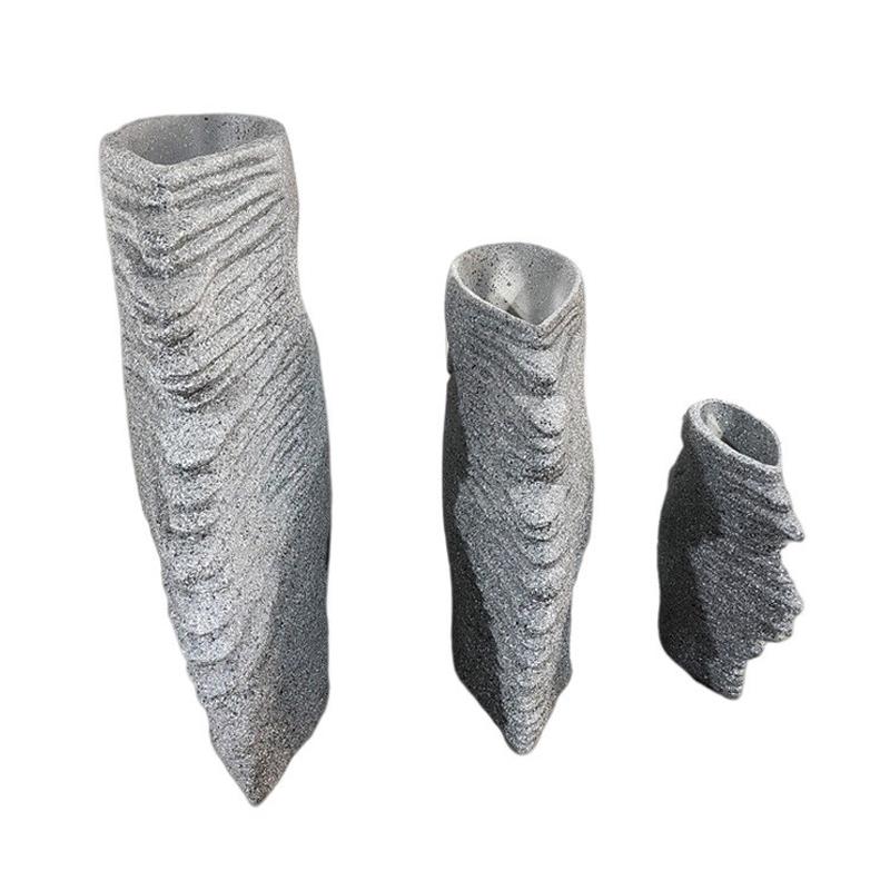 艺术砂岩玻璃钢落地花瓶干花插花器现代婚庆商场软装饰品创意花盆