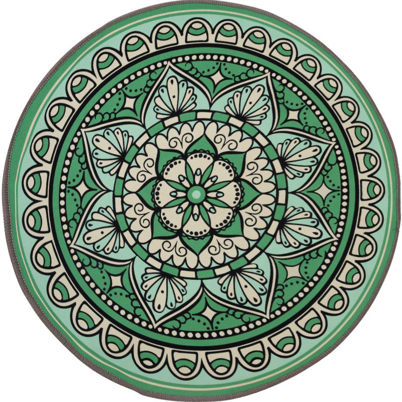 热销9opu批发水晶地垫绿色土黄色圆形地垫五行绒卫生间门口过道玄