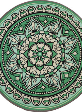 热销9opu批发五行地垫绿色土黄色圆形绒水晶地垫卫生间门口过道玄