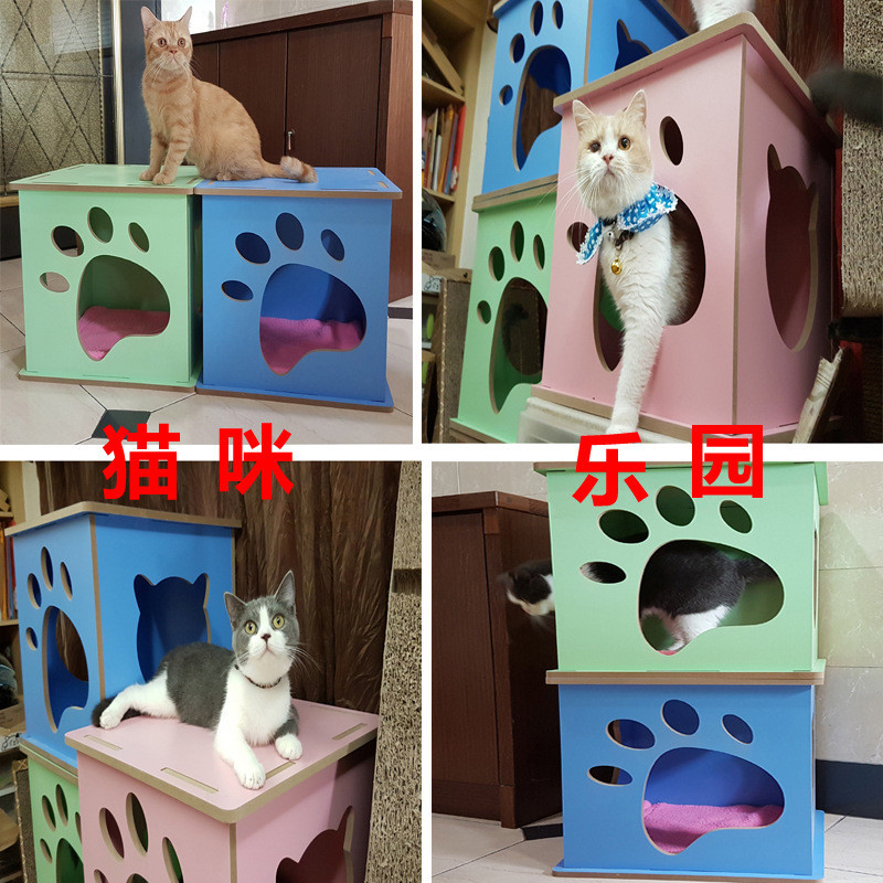 户外室内猫狗窝木质宠物窝猫窝宠物狗窝狗屋猫舍产房送绒垫