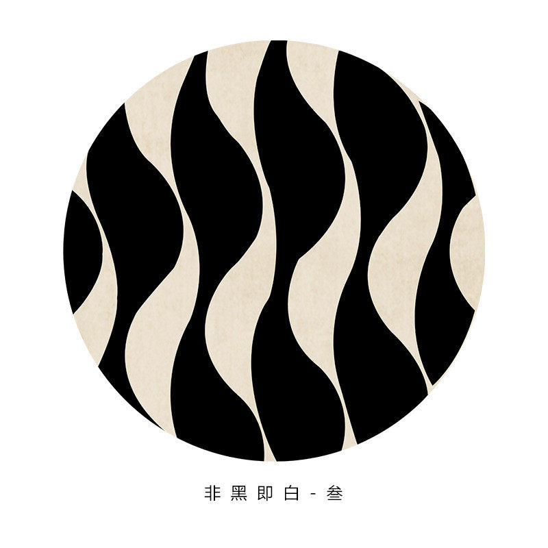 圆形地毯客厅卧室房间桌椅床边沙发茶几毯轻奢高级感地垫毛绒黑白