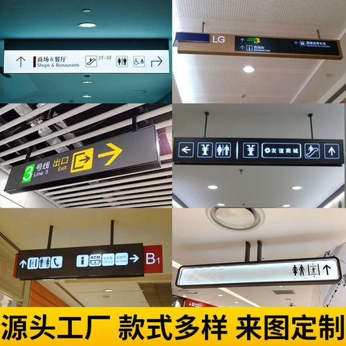 牌吊牌小区车库吊牌灯箱医院导视发光商场超市发光导向广告指示牌