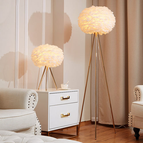 北欧后现代羽毛羽毛落地灯简约床头台灯创意卧室灯个性客厅落地灯