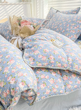 86M0夏季ins小清新小樱桃小兔水洗棉四件套床单韩系被套学生三件