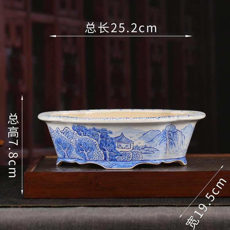 彩绘紫砂花盆批发复古装饰花卉花盆盆景盆阳台落地文竹海棠yzch20