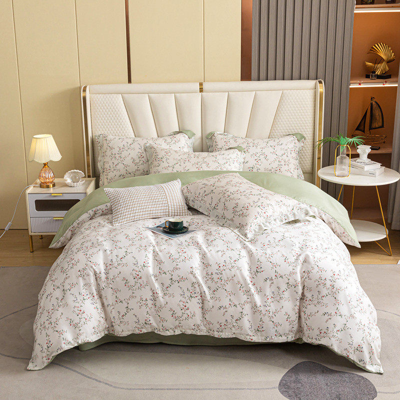 赛尔莱天丝田园小碎花床上四件套被套文艺1.5m床单款家纺批发