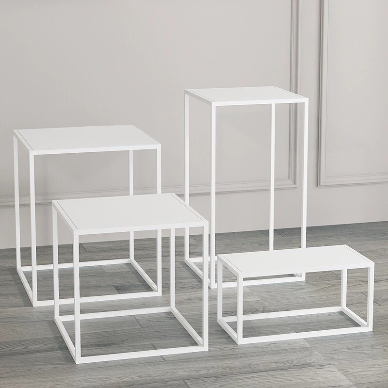 简约铁艺小方陈列展示架客厅沙发角几边几落地橱窗几道具置物花架