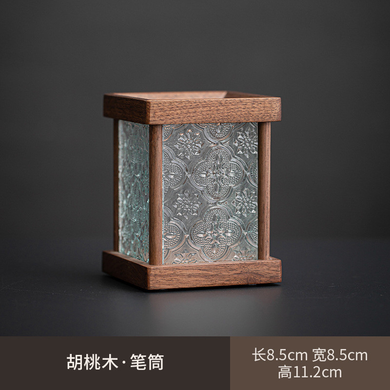 玻璃茶道六君子胡桃木功夫茶具配件笔筒茶勺茶夹零配泡茶工具茶筒