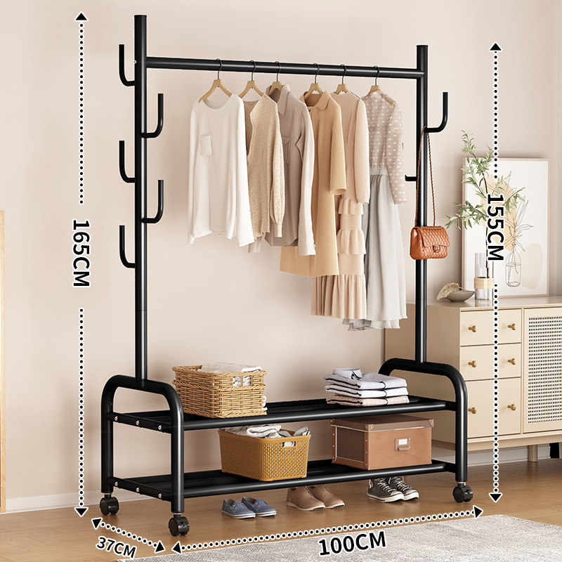 晾衣架落地折叠室内晒衣架阳台卧室挂衣架子家用单杆式简易衣新品