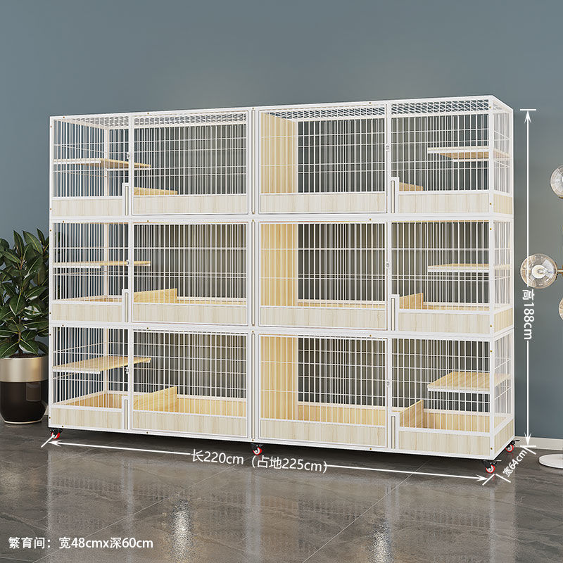 Hp繁育猫笼别墅猫笼子超大空间猫舍实木猫咪笼猫屋两层三层展示繁