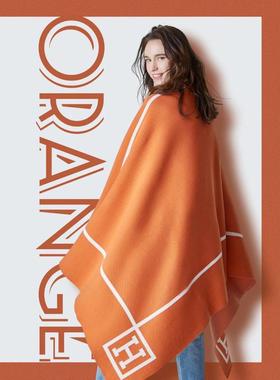 0wyv空调古典羊毛春秋美式轻奢新毯子橙色沙发午睡毯样板间别墅办