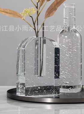 热销现代样板间透明水晶几何摆件简约电视柜桌面装饰气泡摆花瓶设