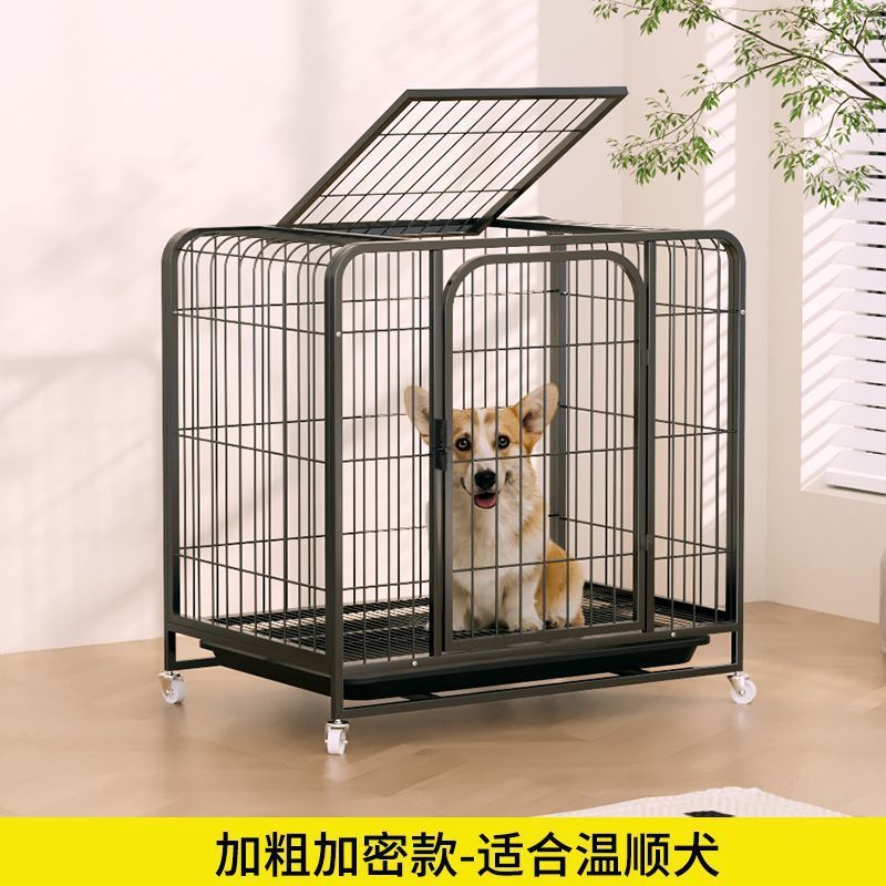 不锈钢折叠中型犬围栏带厕所边牧方管室内外狗笼子可接粪中小型新